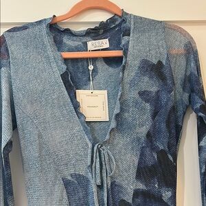 RESA X The Salty Blonde Blue Floral Long Sleeve Lennon Dress NWT XS